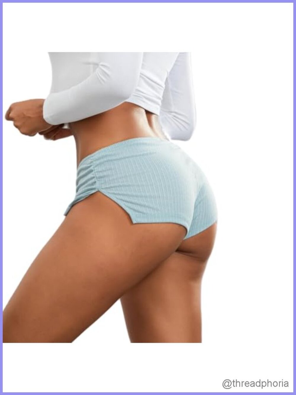 Women Cheeky Ribbed Knit High Rise Micro Booty Lounge Shorts